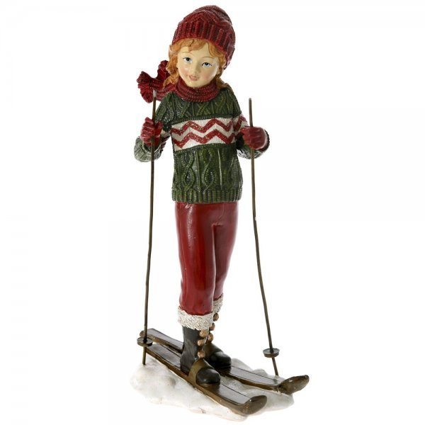 Χριστουγεννιάτικο Διακοσμητικό Κοριτσάκι Σκιέρ (21cm)
